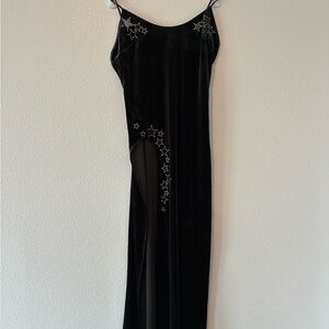 VS Black Velvet Dress with Star Embellishments NWT
